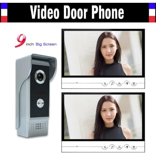 9 inch big screen video door phone system video intercom doorbell doorphones kit for home video intercom system2-Monitor
