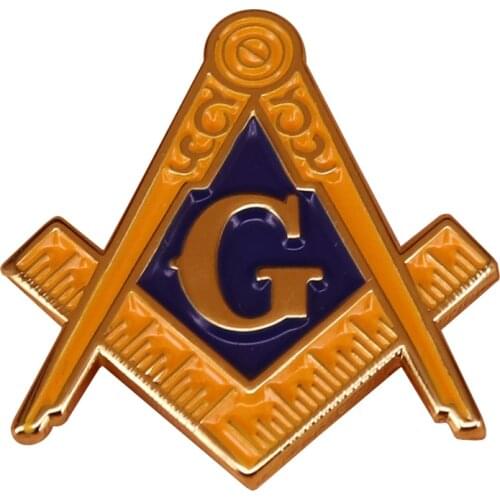 Masonic symbol badge gold tone Freemason AG pin compass and square brooch gentleman accessories