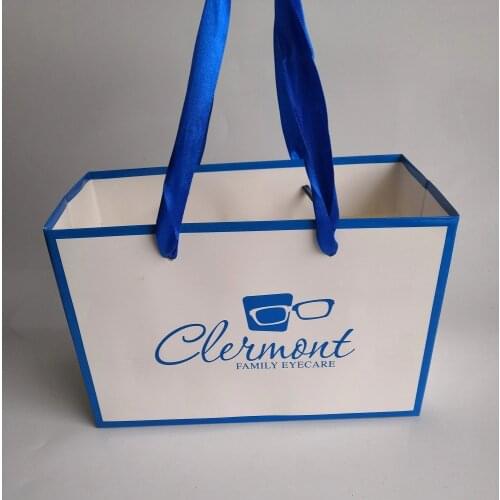 Paperboard Bags With Logo Shopper Bag DIY Custom Paper Bag Gift Bag Tote Bag With Ribbon Handle For Shopping Festival Boutique