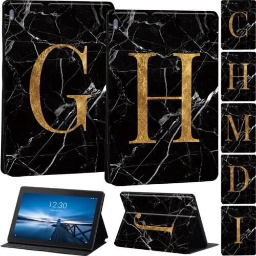 Case for Lenovo Tab E10 10.1/Tab M10 10.1 inch Anti-Scratch Initials name PU Leather Tablet Stand Shell Cover + Free Stylus