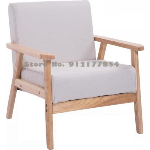 Small apartment wooden sofa Nordic minimalist living room rental house room fabric single double chair Japanese simple net red