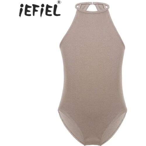 Children Ballet Dancewear Sleeveless Round Neckline Keyhole Back Ballet Tutu Dance for Girls Kids Gymnastics Leotard Bodysuit