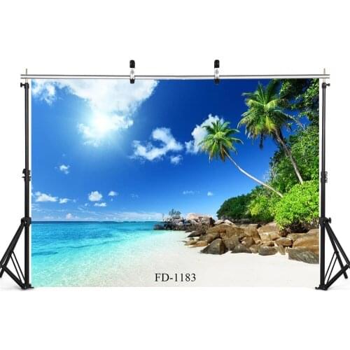 Summer Sea Beach Palm Tree Photography Backdrops Photo Background 3D Vinyl Cloth Backdrop for Photo Studio Shoot Baby Photophone