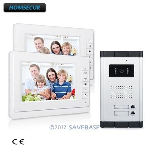 HOMSECUR Wired 2 Apartment Video Door Phone 2-Way Intercom 7" Color Screen For 2 Families