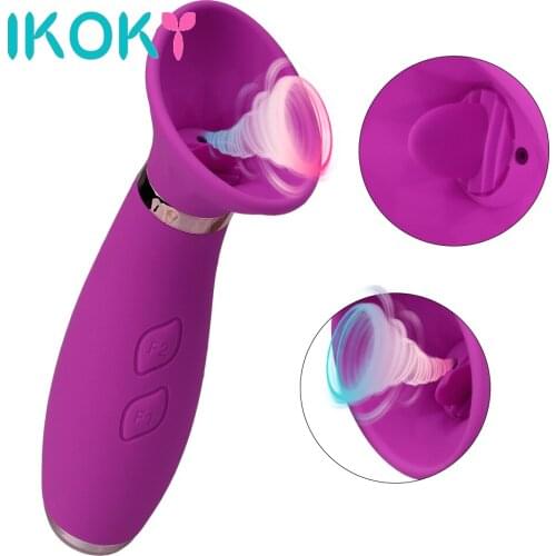 IKOKY Vagina Nipple Sucking Vibrator Silicone Sex Toys Tongue Licking Vibrating Female Masturbators Clitoris Stimulator