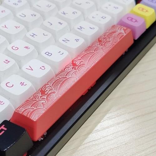 Japanese Style Big Wave Design 6.25U Spacebar For Filco UKBC Ducky Gauss Dujia Cherry MX Switch Mechanical Keyboard ABS Key Caps