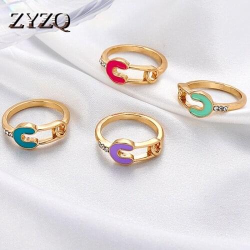 ZYZQ ins New Korean Simple Geometric Paperclip Ring For Women Personality Punk Hip Hop Ring Trend Street Jewelry 2021
