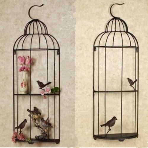 Wrought Iron Bird Cage Wall Hangings Wall Decoration Living Room Decorative Flower Stand Decorative Bird Cage Wall Decor Metal