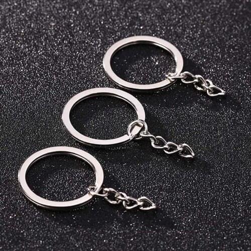 20pcs/lot Metal Round Key Rings With Chains 25mm 28mm 30mm 32mm Keychain Keyring Charm Connectors DIY Keyfob Pendant Findings