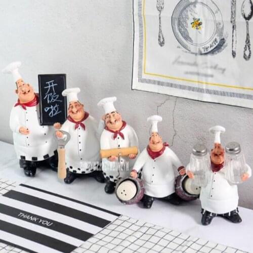 American Style Cute Resin Chef Figurines 5PCS/SET Creative Cook Kitchen Home Crafts Gifts Home Wedding Friends Gift