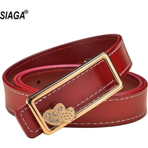 Fashion Design Ladies Heart Decorative Slide Buckle Metal Genuine Leather 23mm Wide Female Accessories Women FCO062