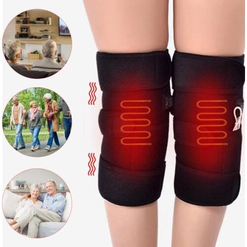 Electric Heating Knee Pads Breathable Comfortable USB Heating Knee Wrap Heated Warm Knee Protector With Net Bag For Middle-aged