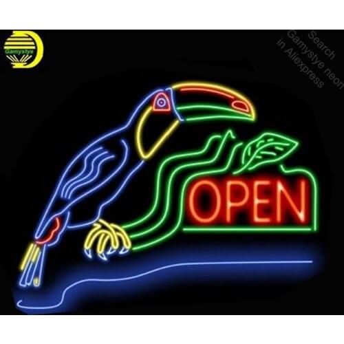 Neon Sign for Parrot Open Neon Bulbs sign handcrafted restaurant Display neon signboard wall lights anuncio luminos Advertise
