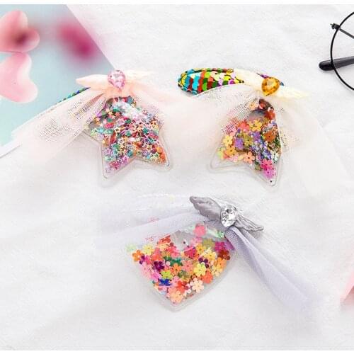 New Children Headwear Colored sequins Love Star Elastic Hair Band Safety Hair Clips Colorful Cute Girls Kids Hair Accessories