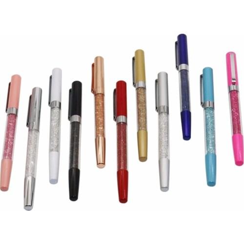 Creative Metal Crystal Diamond Ball Pen Set Stationery Refill 0.5mm Signature Ballpoint Pen For 10 PCS Refill Blue and Black