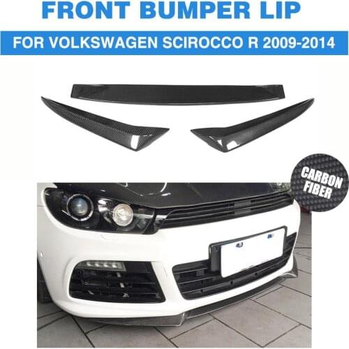 3PCS Carbon Fiber / FRP Front Lip Spoiler Bumper Splitters for Volkswagen VW SCIROCCO R Bumper 2009 - 2014