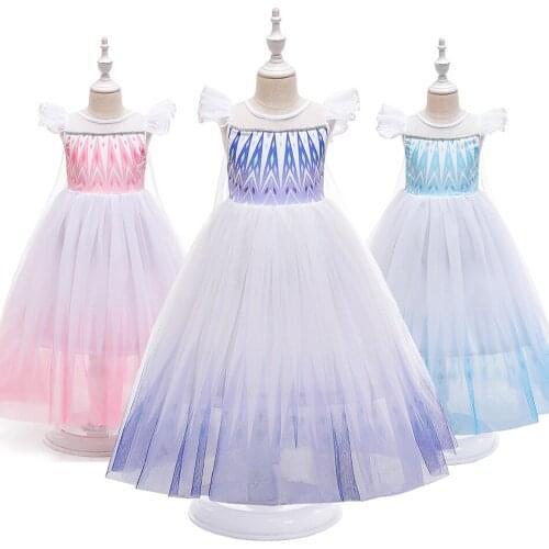 Baby Girl Dress White Printed Mesh Clothing Girls Cosplay Costume Halloween Party Princess Dress Gown