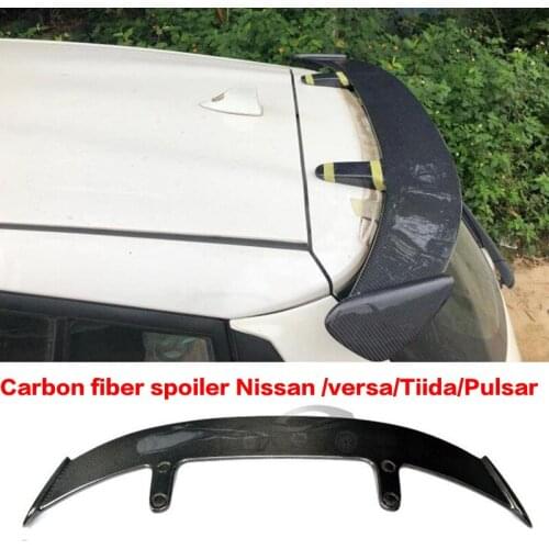 For Real Carbon Fiber Roof Spoiler Nissan Versa Tiida Hatchback CAR Rear Window WING TAIL FIN Accessories Refit GT Style 2011-20