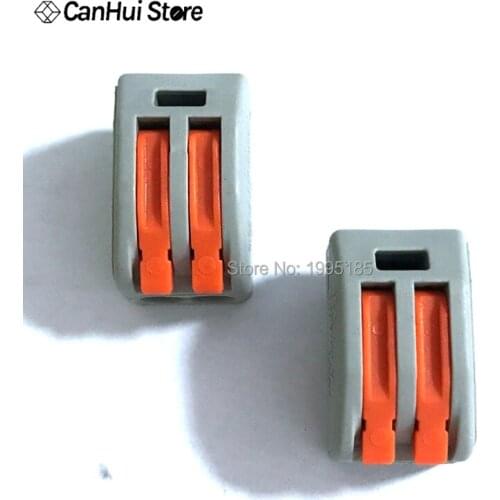 50 PCS/lots PCT-212( 222-412) spring lever push fit reuseable cable 2 wire connector 32A 2 pin Conductor Terminal