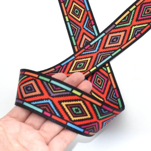 1.5'' Purse Webbing Geometric Pattern Ethnic Ribbon Bag Webbing Lanyard handbag Webbing Key Fob Hardware Camera Strap