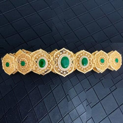 RLOPAY New Rhinestone Belt Metal Gold for Bride Morocco Fashion Woman Belts for Dress Long Chain Bridal Dress Belt with Gold