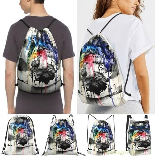 Unisex Drawstring Bags Howls Moving Castle Women Drawstring Backpacks Men Outdoor Travel Backpacks Training Fitness Bag