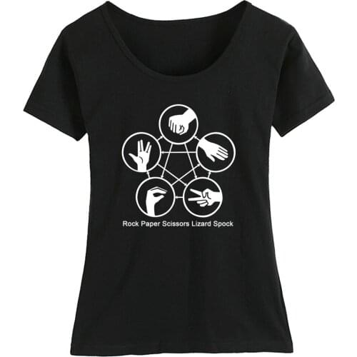Sheldon Rock Paper Scissors Lizard Spock TBBT Hand Game Girl Woman Summer Short-Sleeve T-Shirts ZIIART