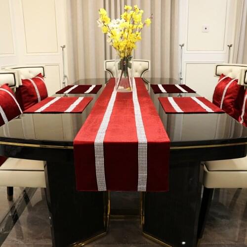 1pcs European Style Table Runner Diamond Luxury faux silk Stylish Table runner For Home Table Decoration Wedding Party