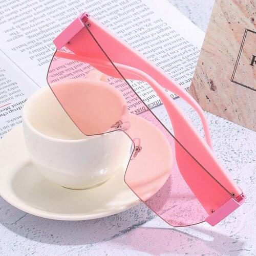 Clear Candy Color Square Sunglasses For Women Fashion Brand Rimless One Piece Gradient Shades Men Retro Black Pink Sun Glasses