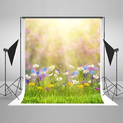 VinylBDS Photographic Background Meadow Flowers Plants Studio No Creases Backdrops Princess Background