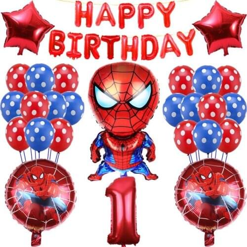 1set Hero Latex Balloon Spiderman Theme Aluminum Foil Balloons Kids Birthday Party Decoration Baby Shower Iron Man Balloons