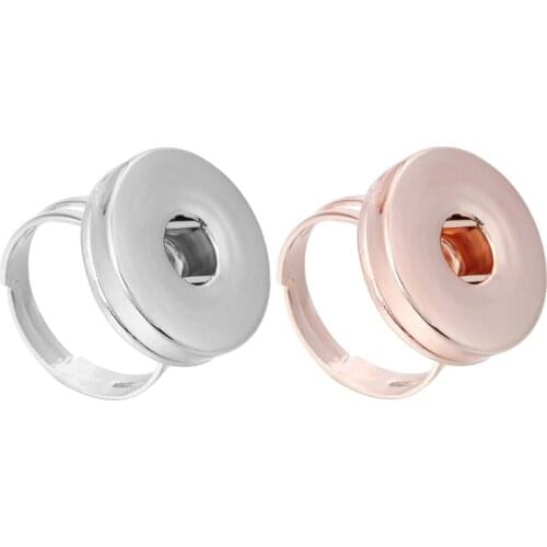 New Snap Jewelry 18mm Snap Button Rings Rose Gold Interchangeable Jewelry for Snap Buttons DIY Ginger Charms Snap Ring