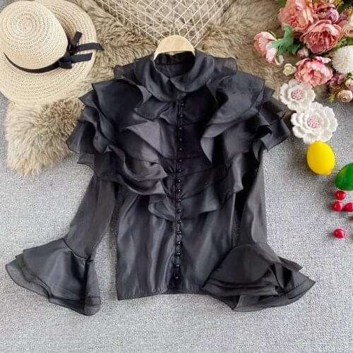 ZVAQS Womens Black Shirts