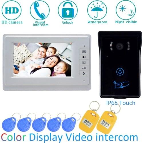 1 SET) Video Intercom Home Garden Improvement Door Phone 7'' Monitor With RFID Card Unlock Release Function Door Bell System