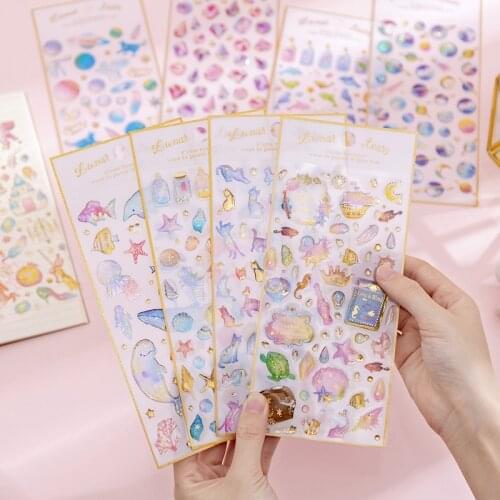 1PC Magic Planet Crystal Stickers Transparent Three-dimensional Hand Account Diary Decorative Stickers Student DIY Stickers