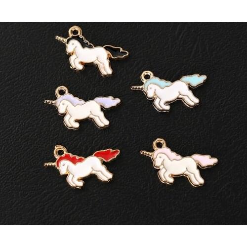 10Pcs Quality Fashion Charms Enamels Gift Alloy Unicorn Pendant Accessories DIY Earring Bracelet Necklace Jewelry Accessories
