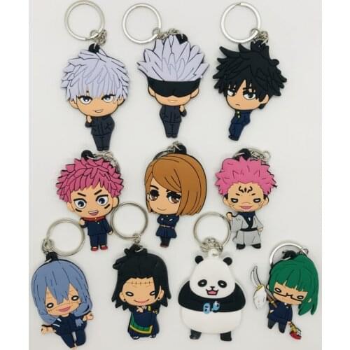 10pcs/Lot Anime Jujutsu Kaisen Key Chain PVC Cartoon Figure Key Ring Cute Keychain Fans Collection Key Holder Kids Trinket Gift