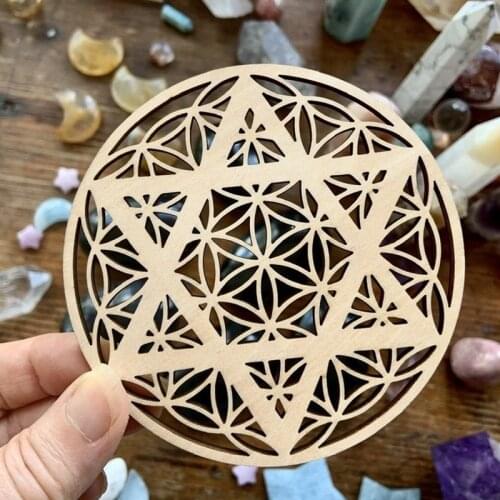 10 pieces Flower of Life Merkabah Sacred Geometry Crystal Grid Display Plate