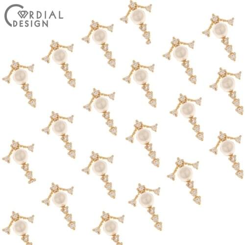 Cordial Design 100Pcs 7*10MM Jewelry Accessories/Hand Made/DIY Jewelry Making/Genuine Gold Plating/Fingernail Findings/CZ Charms