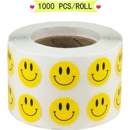 Smart Sticker Yellow Smiley Happy Stickers 1" Round Circle Retail Labels 1,000 Total DIY sticky adhesive label sticker