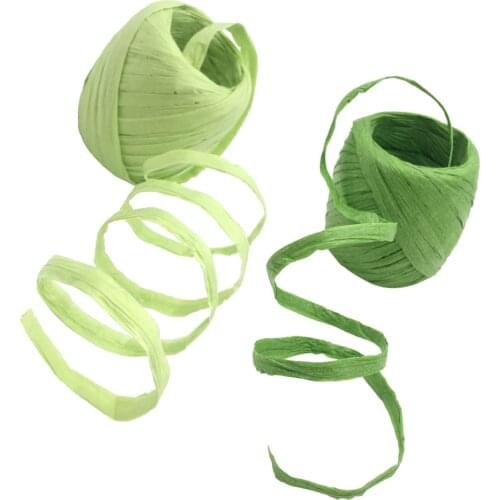 2 Rolls of GREEN Raffia Ribbon Wedding Paper Ribbon Gifts Package Paper String Bouquets Embellishment Each Length 20m