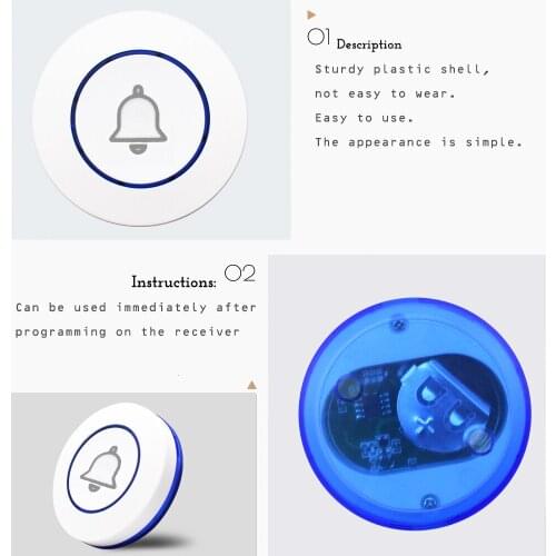 2pcs Newest LED Wireless Chime Door Bell Gate Alarm Doorbell & Emergency doorbell & Welcome Doorbell 433MHz