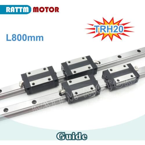 20mm Square Linear Rail Guideway TRH20 800mm &TRH20B Slider Block for CNC Router + TRH20B Square block