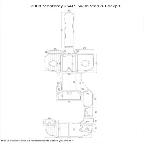 2008 Monterey 254FS Swim Step & Cockpit Pad Boat EVA Teak Decking 1/4" 6mm