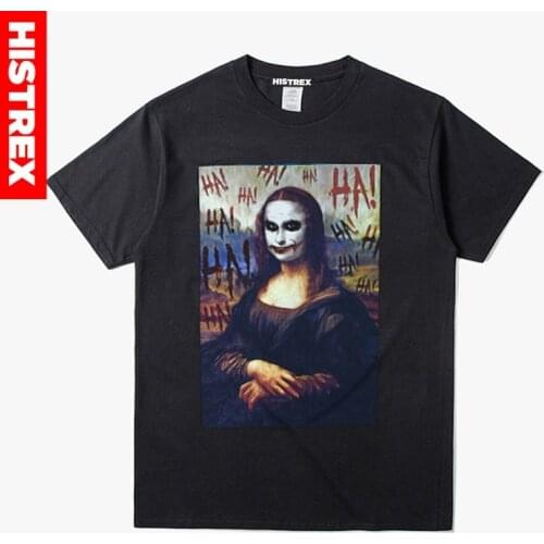2019 Funny Mona Lisa Joker Mens T-Shirts Printe Tshirts Summer Hip Hop T Shirt Streetwear 100% Cotton Tops Tees Plus Size 3XL