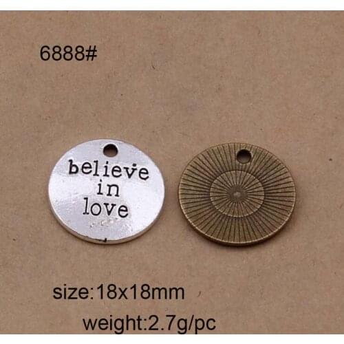 25pcs/lot Antique Bronze Antique Silver Color Alloy Alphabet Charm Word Believe In Love For DIY Jewelry