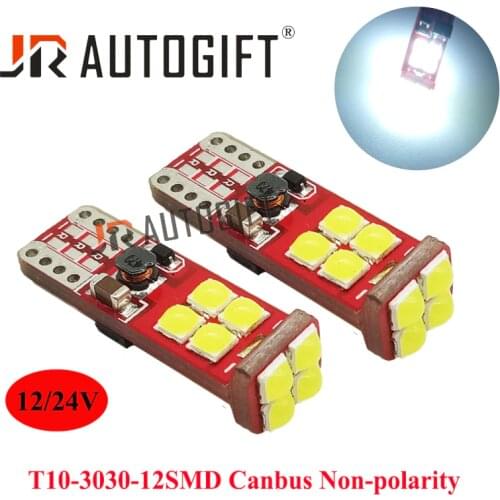 300pcs T10 W5W 3030 12LED Canbus No Error 12-24V Non-polarity Auto Reading Lamp Wedge Tail Side Bulb Car Parking Light Source