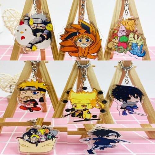 50pcs Wholesale Anime Keychain Cartoon Print Double-side Acrylic Key Ring Holder Bag Charm Figure Characters Key Chain