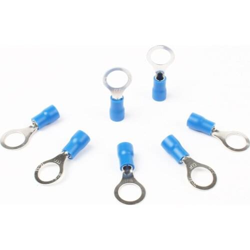 50Pcs Rv2-8 Blue Ring Insulated Terminal Cable Wire Connector Suit 1.5-2.5Mm Cable Electrical Crimp Terminal Rv2.5-8