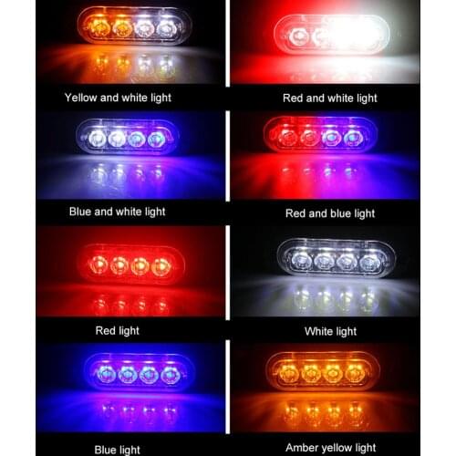 Car LED Strobe Light 12-24V Ultra Thin 4 Chips Emergency Light Grill Breakdown Auto Flashing For SUV Truck Motorcycle Light Bar